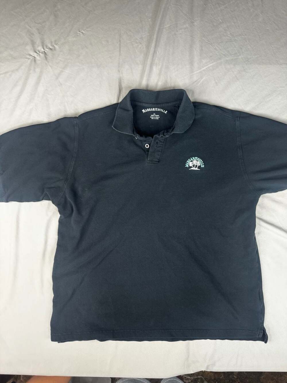 Margaritaville Polo Shirt Size XL Black Palm Trees Cotton